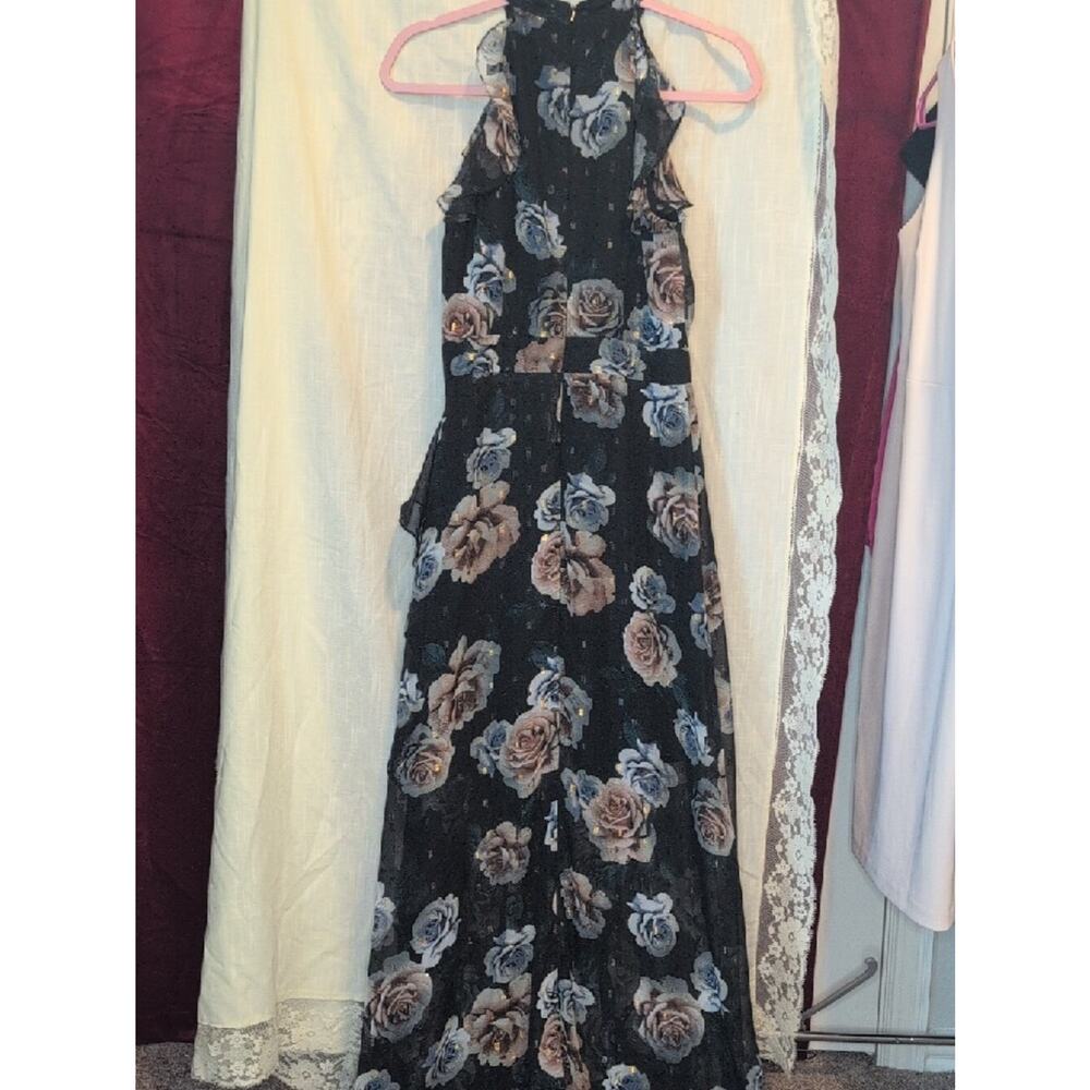 Black Floral Halter Maxi Dress - Picture 5 of 5